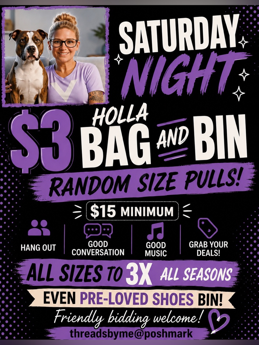 @2:30am EST Saturday/Sunday $3 HOLLA @threadsbyme (Shauna) LIVE FLYER (1st)